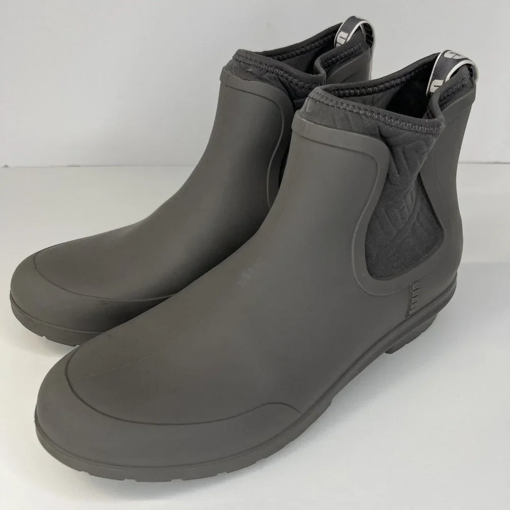 UGG Chevonne Slate Gray Rubber Pull On Waterproof  Rain Boots Women's Size 8.5